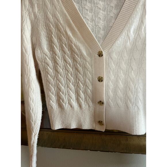 J. Crew Cashmere Shrunken Cable Knit V-neck Cardigan S - Picture 3 of 9